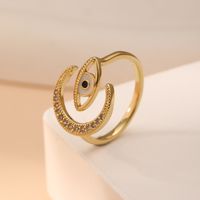 Casual Streetwear Eye Copper Plating Inlay Zircon Open Rings sku image 5