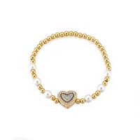 Ig Style Sweet Heart Shape Copper Pearl Plating Inlay Zircon 18k Gold Plated Bracelets sku image 1