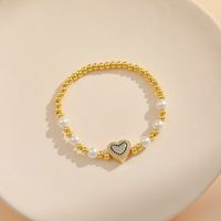 Ig Style Sweet Heart Shape Copper Pearl Plating Inlay Zircon 18k Gold Plated Bracelets main image 3
