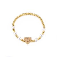 Ig Style Sweet Heart Shape Copper Pearl Plating Inlay Zircon 18k Gold Plated Bracelets sku image 5