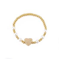 Ig Style Sweet Heart Shape Copper Pearl Plating Inlay Zircon 18k Gold Plated Bracelets sku image 2