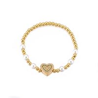 Ig Style Sweet Heart Shape Copper Pearl Plating Inlay Zircon 18k Gold Plated Bracelets sku image 3