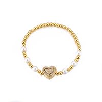 Ig Style Sweet Heart Shape Copper Pearl Plating Inlay Zircon 18k Gold Plated Bracelets sku image 6