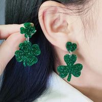 1 Pair Casual Simple Style Shamrock Lips Four Leaf Clover Arylic Drop Earrings main image 1