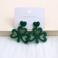 1 Pair Casual Simple Style Shamrock Lips Four Leaf Clover Arylic Drop Earrings sku image 1