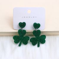 1 Pair Casual Simple Style Shamrock Lips Four Leaf Clover Arylic Drop Earrings sku image 3