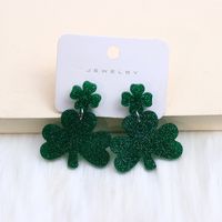 1 Pair Casual Simple Style Shamrock Lips Four Leaf Clover Arylic Drop Earrings sku image 4