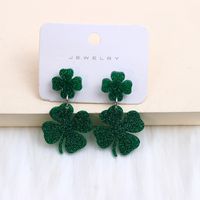 1 Pair Casual Simple Style Shamrock Lips Four Leaf Clover Arylic Drop Earrings sku image 5