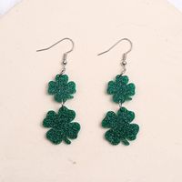 1 Pair Casual Simple Style Shamrock Lips Four Leaf Clover Arylic Drop Earrings sku image 6