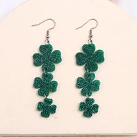 1 Pair Casual Simple Style Shamrock Lips Four Leaf Clover Arylic Drop Earrings sku image 7
