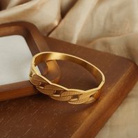 Casual Simple Style Solid Color Titanium Steel Criss Cross Plating 18k Gold Plated Bangle main image 4