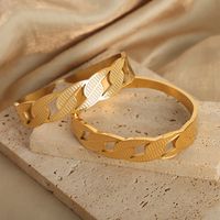 Casual Simple Style Solid Color Titanium Steel Criss Cross Plating 18k Gold Plated Bangle main image 8