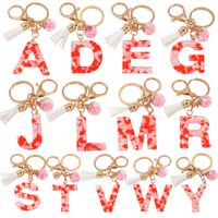 Romantic Simple Style Letter Resin Tassel Valentine's Day Bag Pendant Keychain main image 4