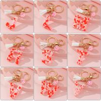 Romantic Simple Style Letter Resin Tassel Valentine's Day Bag Pendant Keychain main image 2