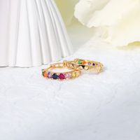 1 Pair Sweet Shiny Round Inlay Copper Pearl Zircon 18K Gold Plated Earrings main image 6