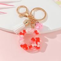 Romantic Simple Style Letter Resin Tassel Valentine's Day Bag Pendant Keychain sku image 4