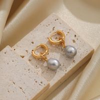 1 Pair Elegant Simple Style Color Block Inlay Resin Freshwater Pearl Copper Resin Pearl 18k Gold Plated Drop Earrings main image 6