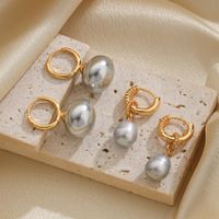1 Pair Elegant Simple Style Color Block Inlay Resin Freshwater Pearl Copper Resin Pearl 18k Gold Plated Drop Earrings main image 1