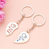 Simple Style Heart Shape Alloy Printing Valentine's Day Keychain sku image 2