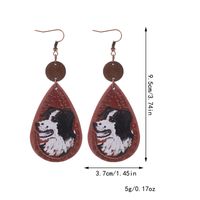 1 Pair Vintage Style Dog Fox Horse Printing Pu Leather Drop Earrings sku image 12