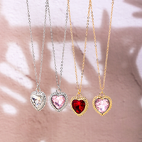 Sweet Simple Style Heart Shape Alloy Inlay Zircon Women's Pendant Necklace main image 1