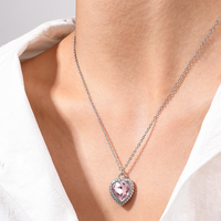 Sweet Simple Style Heart Shape Alloy Inlay Zircon Women's Pendant Necklace sku image 3