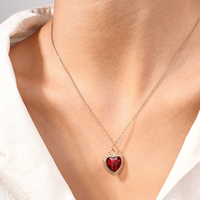 Sweet Simple Style Heart Shape Alloy Inlay Zircon Women's Pendant Necklace sku image 2