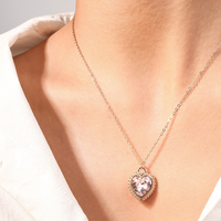 Sweet Simple Style Heart Shape Alloy Inlay Zircon Women's Pendant Necklace sku image 1