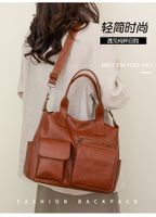 Women's Pu Leather Solid Color Vintage Style Square Zipper Handbag sku image 4