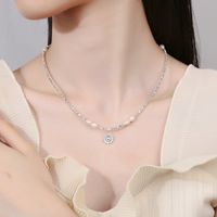 Einfacher Stil Einfarbig Sterling Silber Hülse Perlen Handgemacht Doppellagige Halsketten main image 4