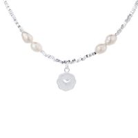 Simple Style Solid Color Sterling Silver Shell Beaded Handmade Double Layer Necklaces main image 8