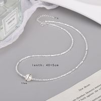 Simple Style Solid Color Sterling Silver Shell Beaded Handmade Double Layer Necklaces sku image 1