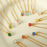 Basic Retro Simple Style Solid Color Titanium Steel Plating Inlay Zircon 18k Gold Plated Pendant Necklace main image 3