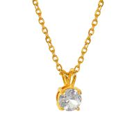 Basic Retro Simple Style Solid Color Titanium Steel Plating Inlay Zircon 18k Gold Plated Pendant Necklace sku image 4