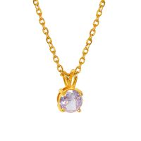 Basic Retro Simple Style Solid Color Titanium Steel Plating Inlay Zircon 18k Gold Plated Pendant Necklace sku image 6
