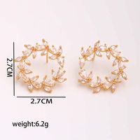 1 Pair Ig Style Elegant Luxurious Leaf Plating Inlay Copper Zircon 18k Gold Plated Ear Studs main image 2