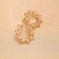 1 Pair Ig Style Elegant Luxurious Leaf Plating Inlay Copper Zircon 18k Gold Plated Ear Studs main image 6