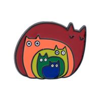 Cute Animal Rainbow Cat Metal Unisex Brooches main image 3