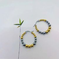 1 Pair Modern Style Classic Style Solid Color Plating Stainless Steel None Gold Plated Hoop Earrings main image 1