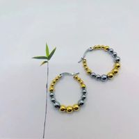 1 Pair Modern Style Classic Style Solid Color Plating Stainless Steel None Gold Plated Hoop Earrings main image 6