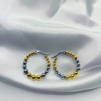 1 Pair Modern Style Classic Style Solid Color Plating Stainless Steel None Gold Plated Hoop Earrings main image 3