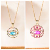 Vintage Style Devil's Eye Copper Plating Inlay Zircon 18k Gold Plated Necklace main image 8