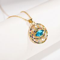 Vintage Style Devil's Eye Copper Plating Inlay Zircon 18k Gold Plated Necklace main image 4