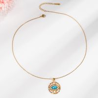 Vintage Style Devil's Eye Copper Plating Inlay Zircon 18k Gold Plated Necklace main image 5