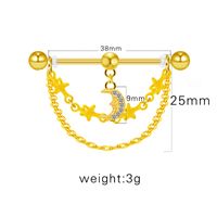 1 Piece Ear Cartilage Rings & Studs Sexy Star Moon Heart Shape 316 Stainless Steel  Alloy Plating Inlay Rhinestones Gold Plated sku image 12