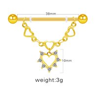 1 Piece Ear Cartilage Rings & Studs Sexy Star Moon Heart Shape 316 Stainless Steel  Alloy Plating Inlay Rhinestones Gold Plated sku image 8