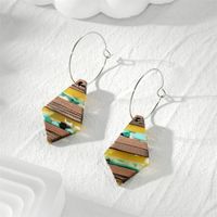 1 Pair Vintage Style Color Block Wood Resin Drop Earrings main image 4
