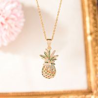Cute Pineapple Copper Plating Inlay Zircon 18k Gold Plated Necklace main image 1