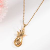 Cute Pineapple Copper Plating Inlay Zircon 18k Gold Plated Necklace main image 3