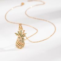 Cute Pineapple Copper Plating Inlay Zircon 18k Gold Plated Necklace main image 4